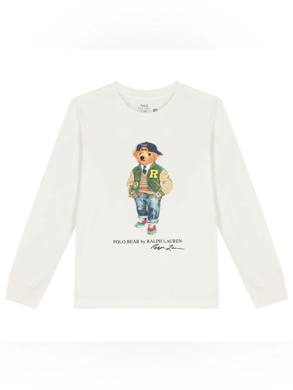 Ralph Lauren Boys Ivory Polo Bear Long Sleeve Top NWT